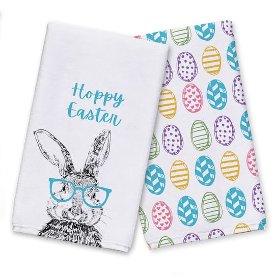 Hoppy Easter Bunny Glasses Tea Towel Set
